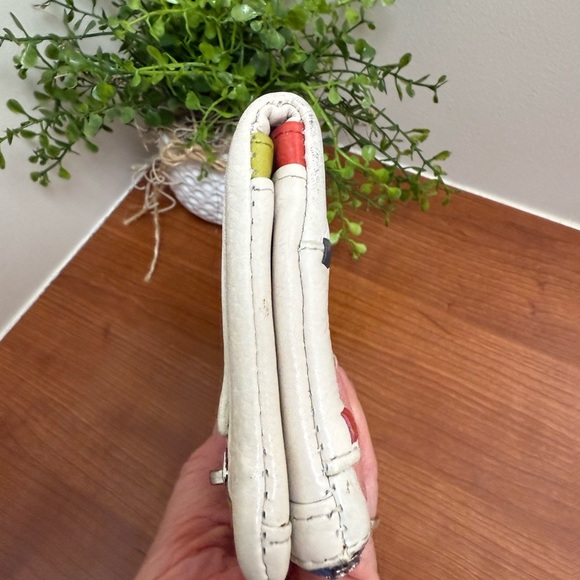 Brighton Leather Wallet White With multicolor Braided band around - Picture 7 of 16